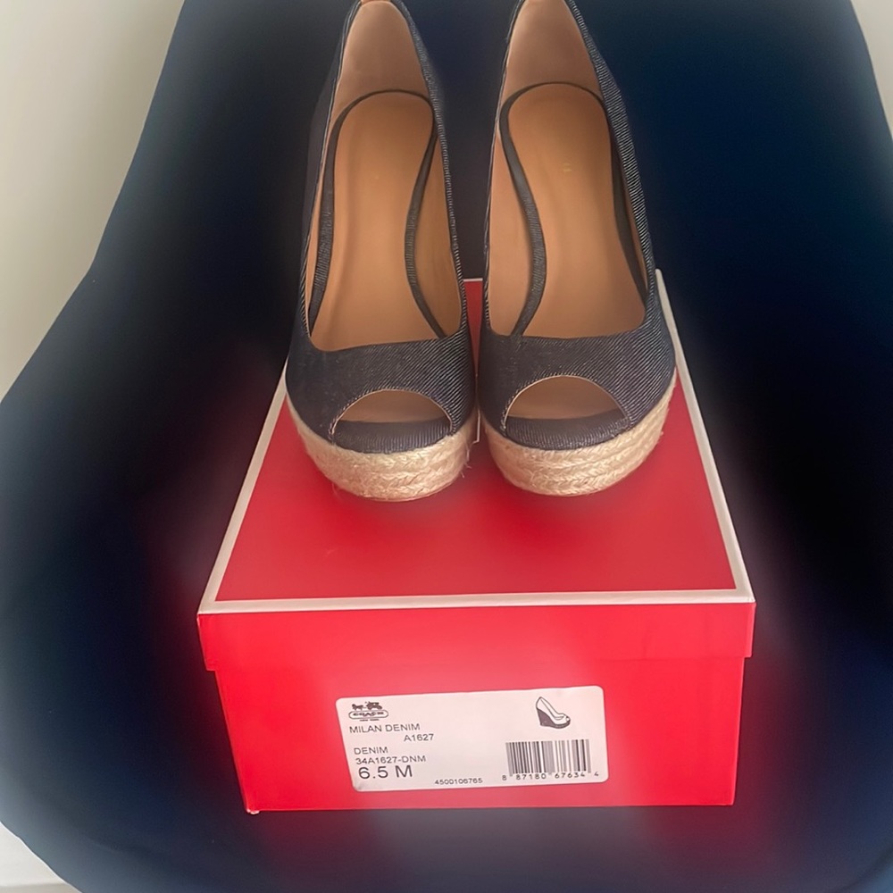 Coach Milan Denim Platform Espadrille Size: 6.5B